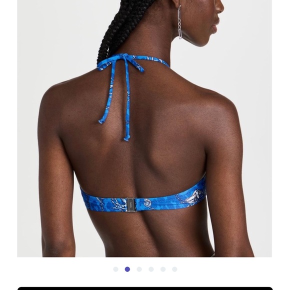 Ganni recycled printed diamond bandeau bikini top size 32 - Picture 2 of 6